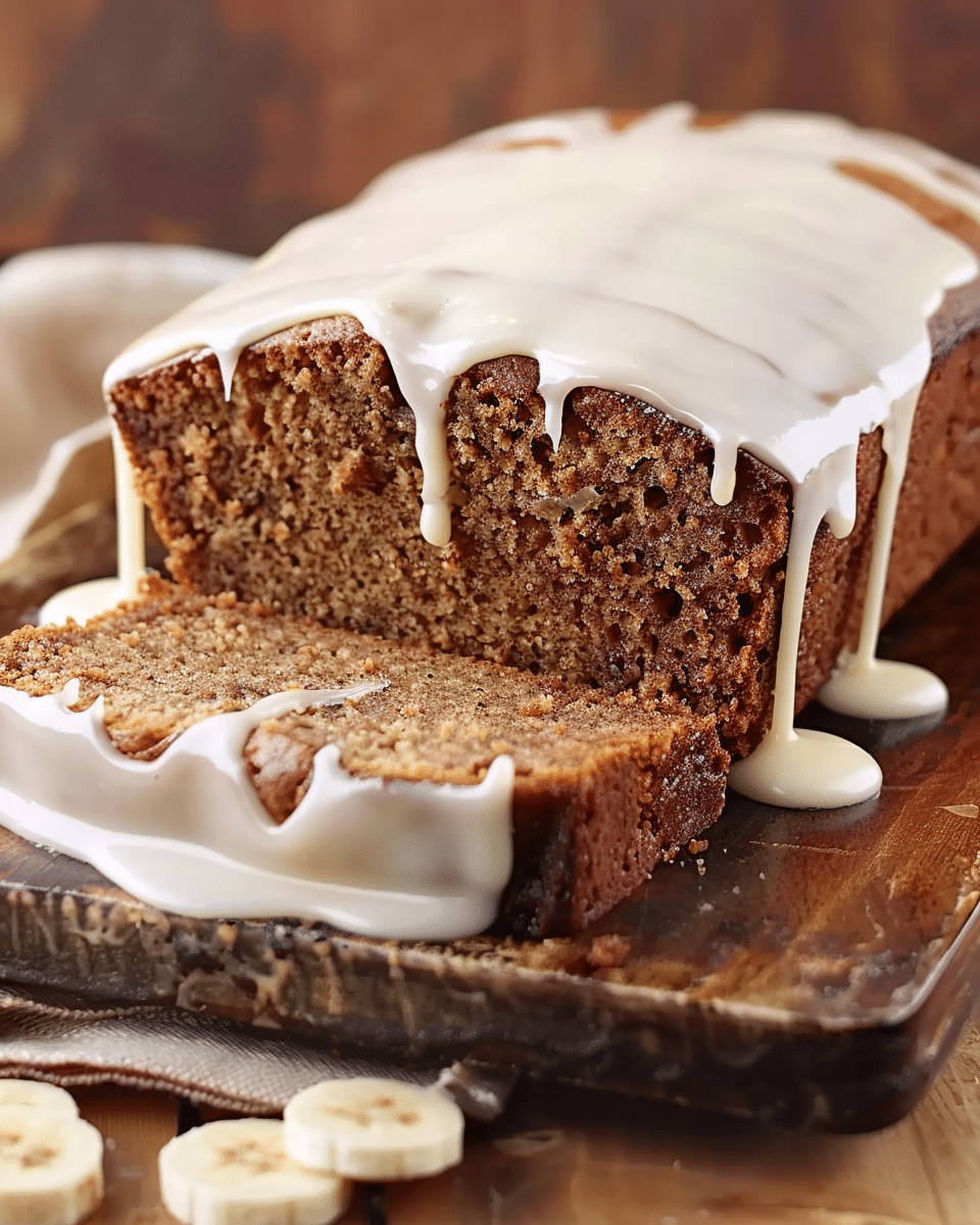 Banana Gingerbread with Vanilla Glaze