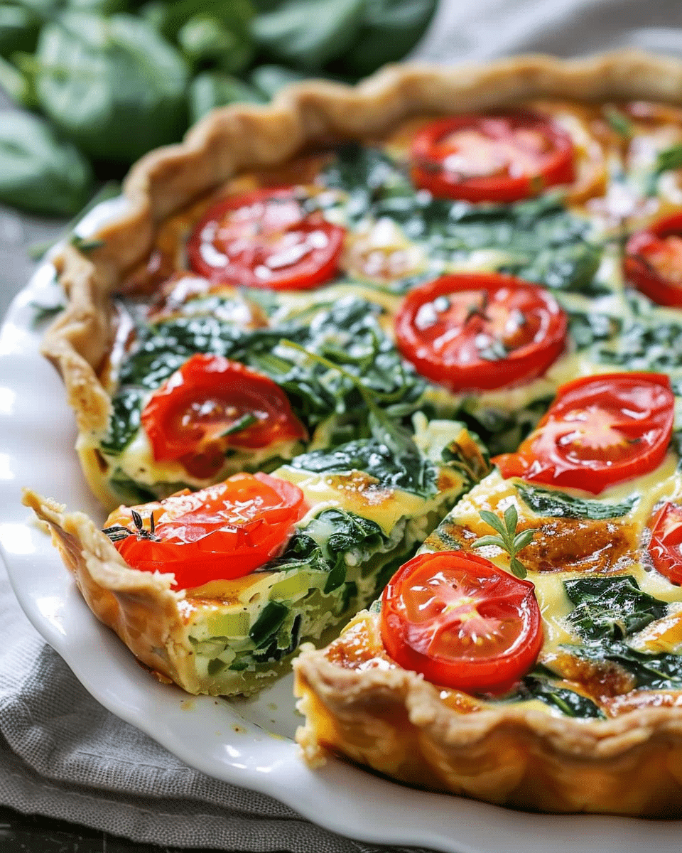 Cherry Tomato, Leek, and Spinach Quiche