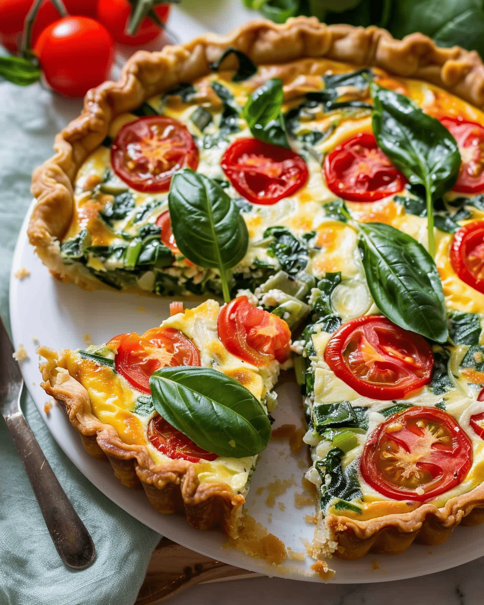 Cherry Tomato, Leek, and Spinach Quiche