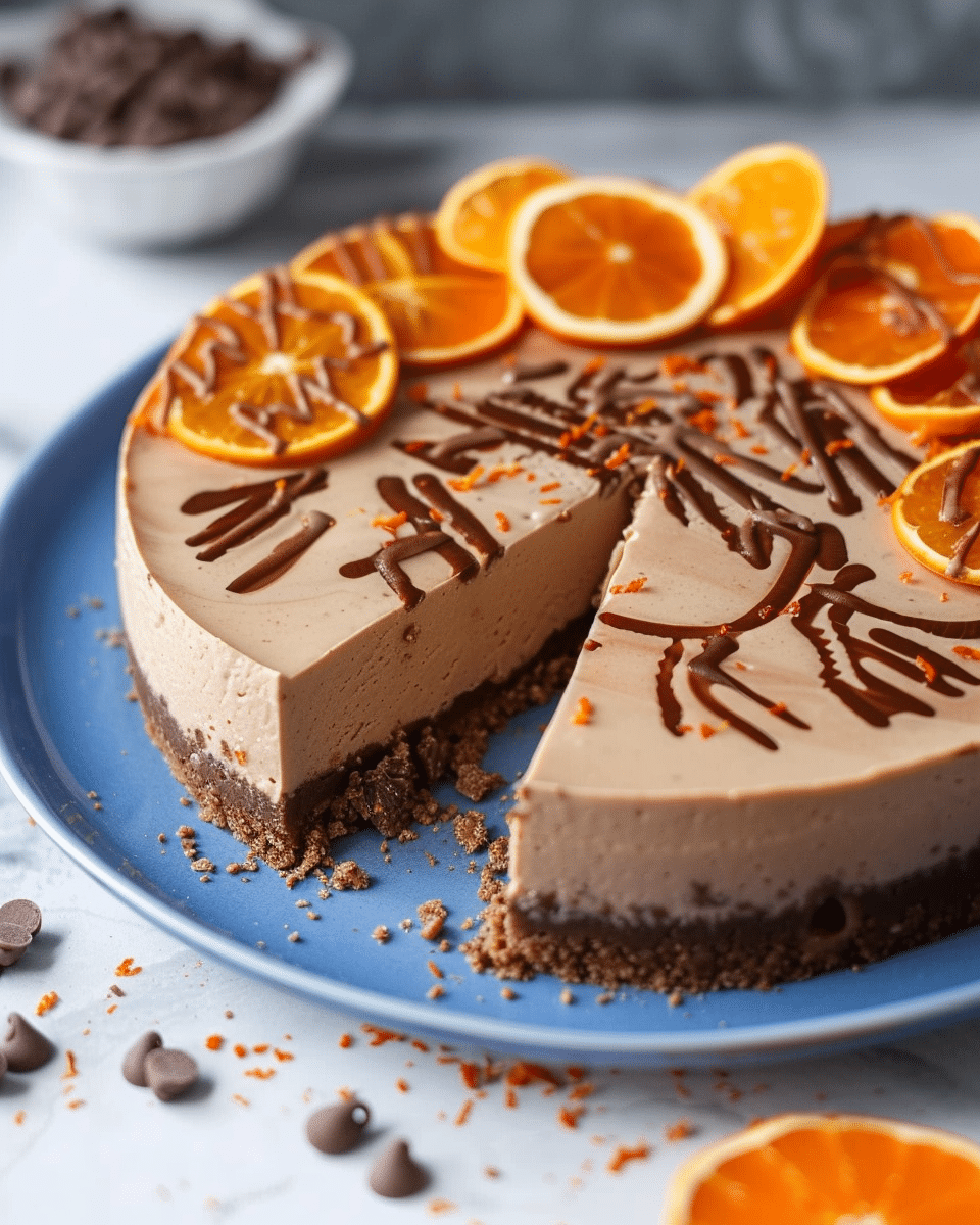 Chocolate Orange Cheesecake {No Bake Recipe}