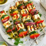 Easy Spicy Haloumi & Veggie Skewers