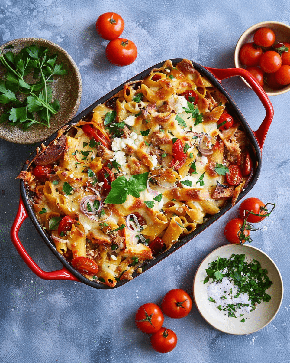 Greek-Style Tuna and Fetta Pasta Bake