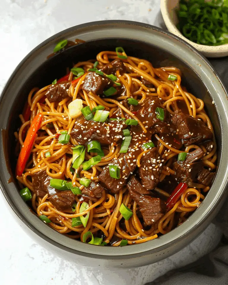 Slow Cooker Honey Garlic Beef Noodles