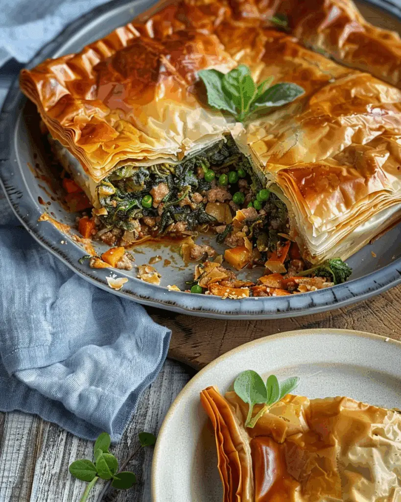 Lamb, Spinach & Filo Pie