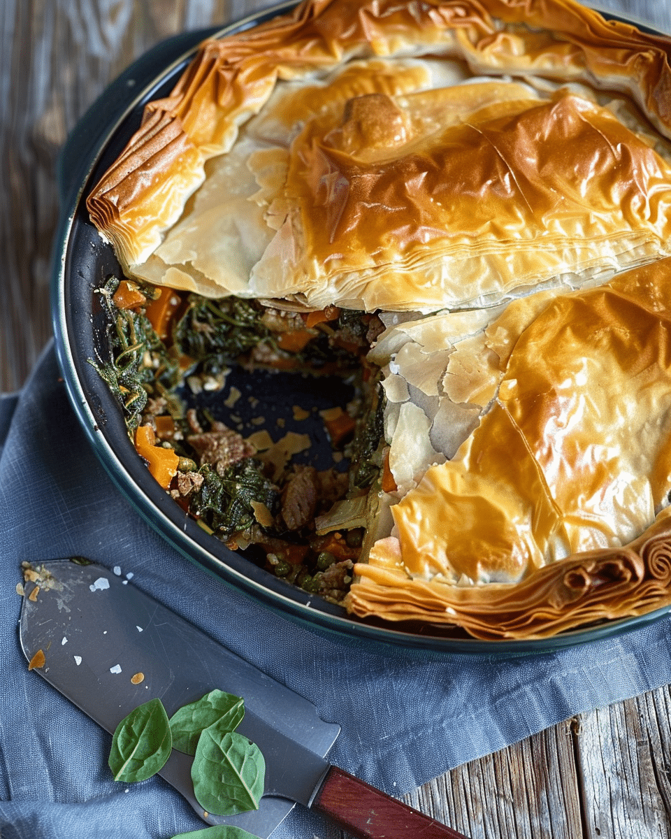 Lamb, Spinach & Filo Pie
