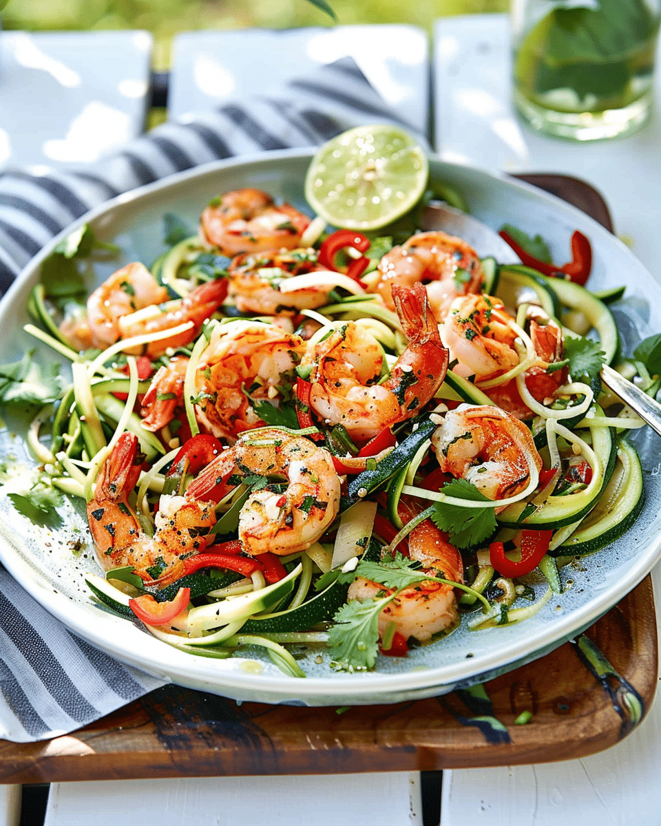 Lemongrass Prawns with Zucchini Salad