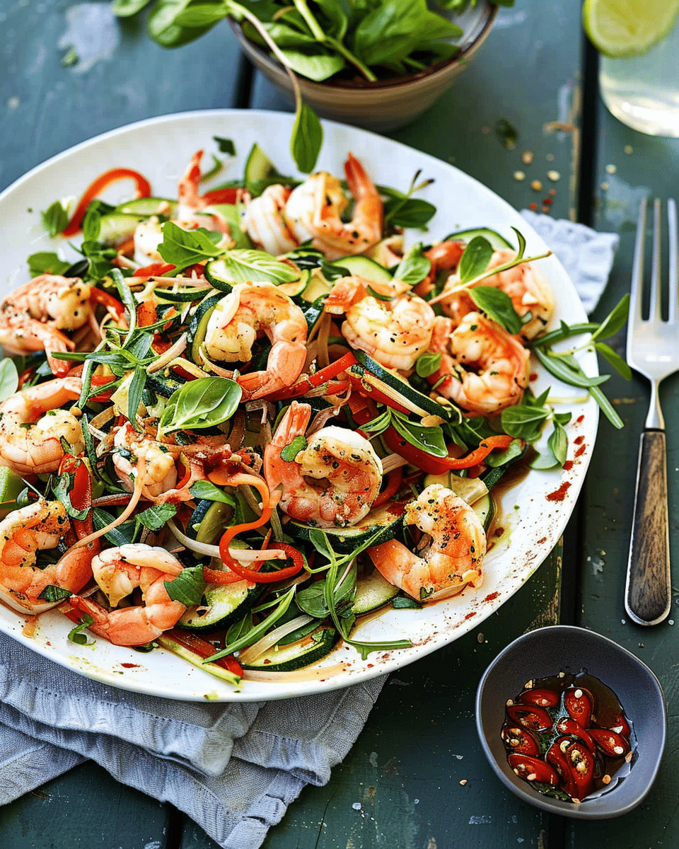 Lemongrass Prawns with Zucchini Salad