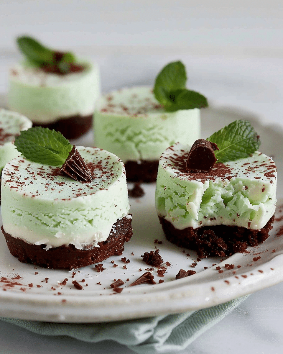 Mini Mint Drop Cheesecakes