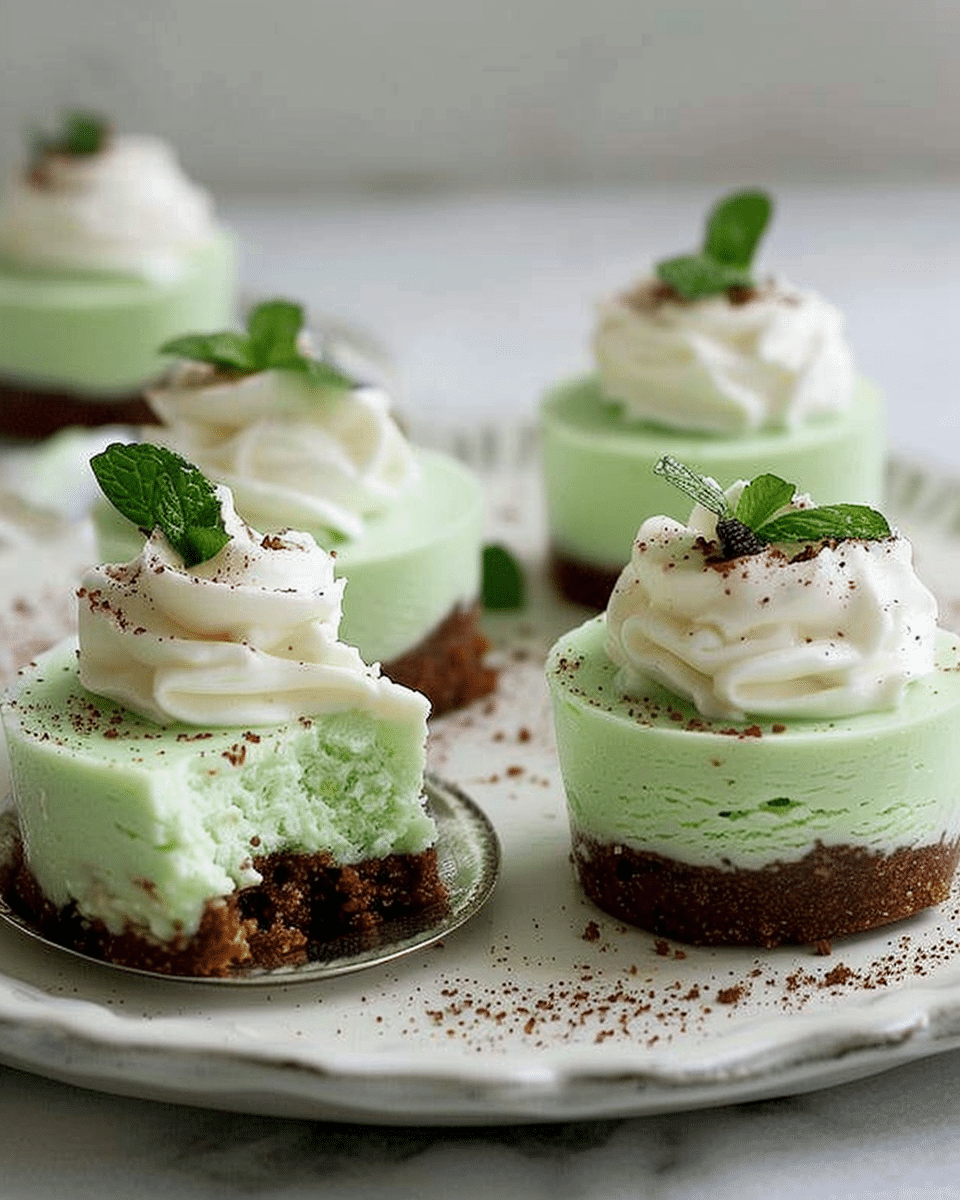 Mini Mint Drop Cheesecakes