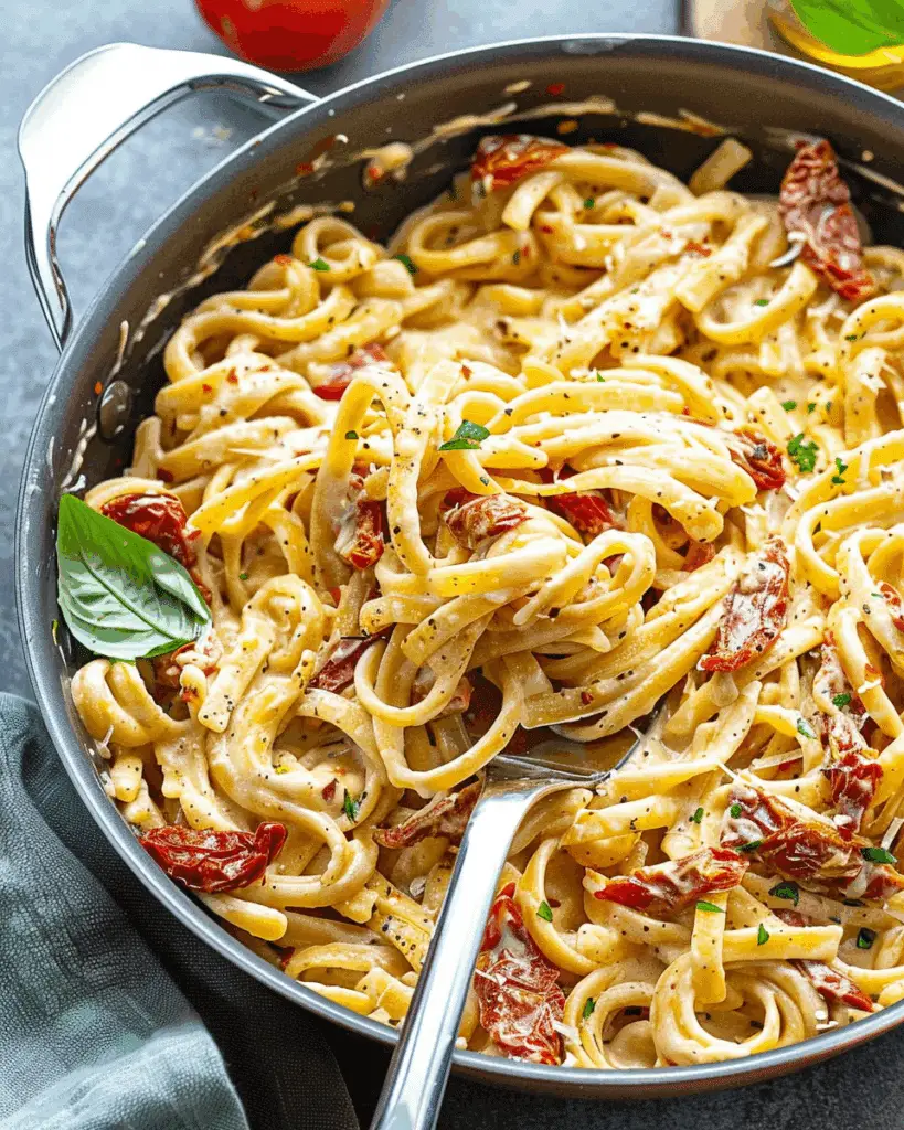 One Pot Creamy Sun Dried Tomato Pasta
