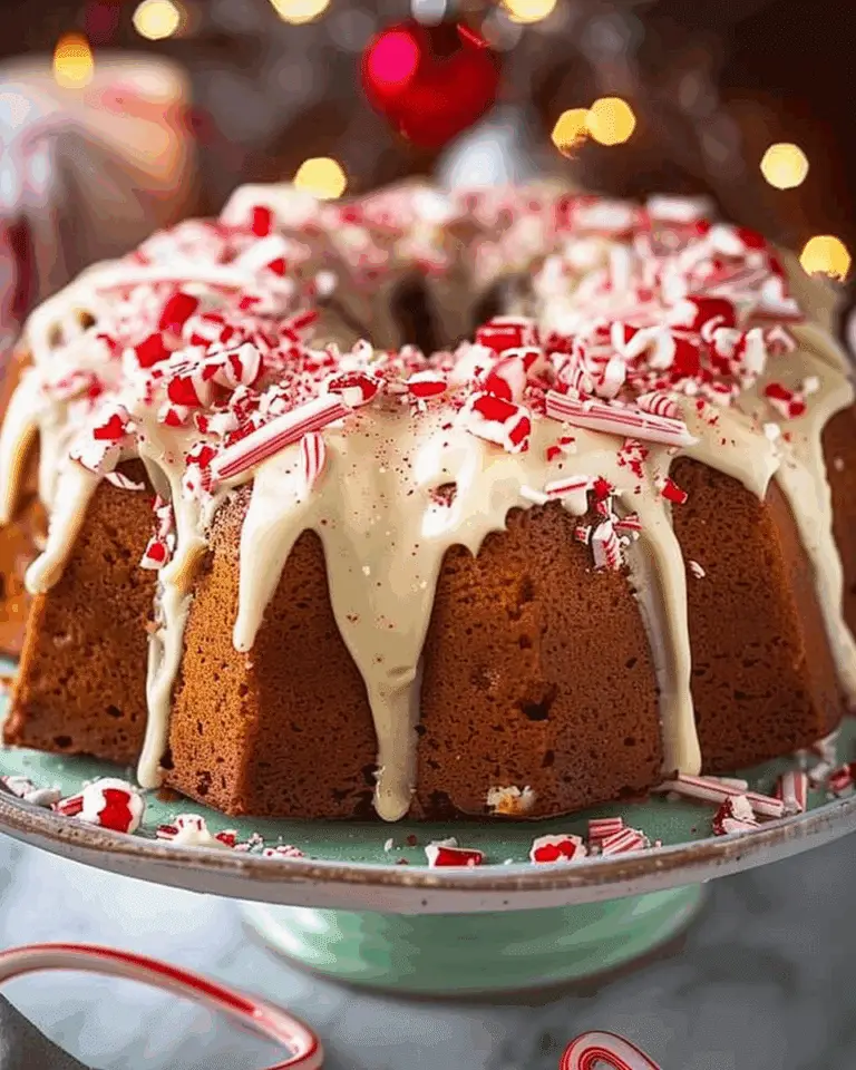 Peppermint Pound Cake with Cream Cheese Peppermint Bark Frosting