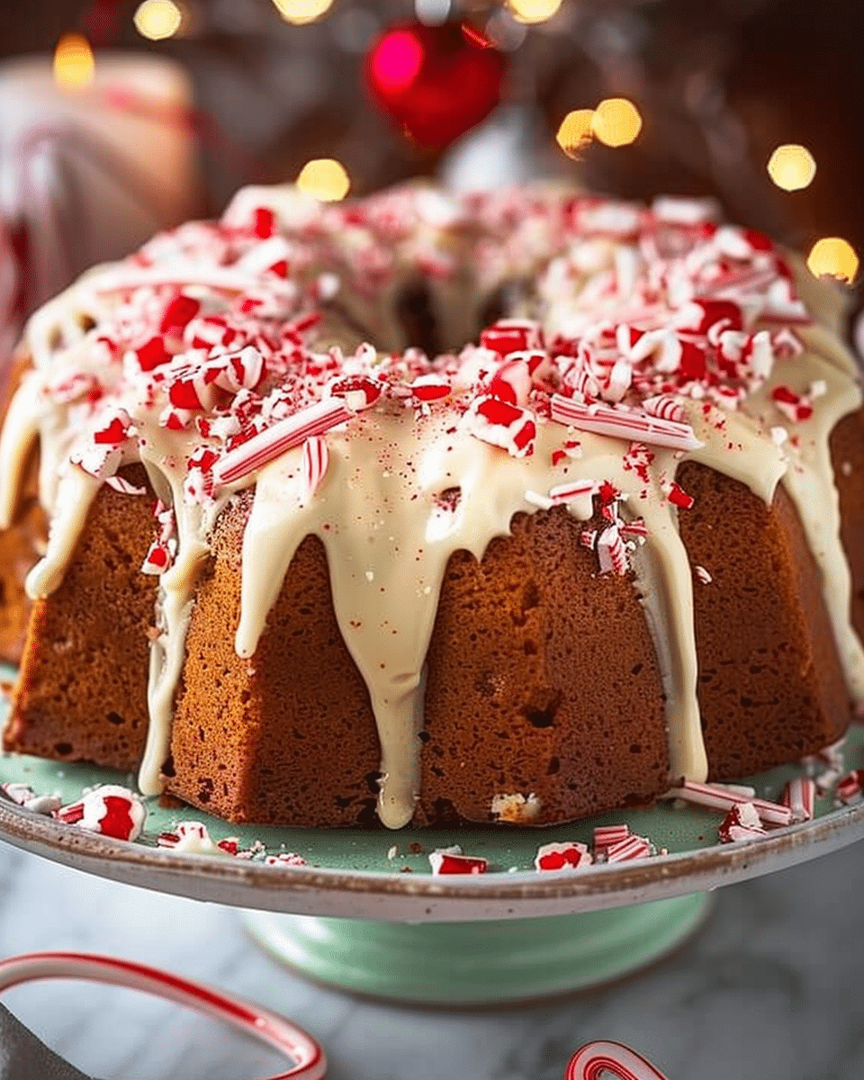 Peppermint Pound Cake with Cream Cheese Peppermint Bark Frosting