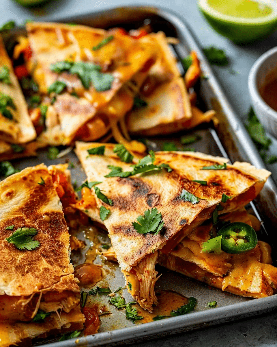 Sheet Pan Chicken Quesadillas