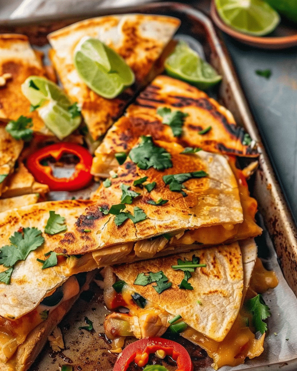 Sheet Pan Chicken Quesadillas