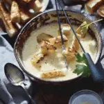 Simple Cheese Fondue with Bread Sticks