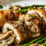 Stuffed Chicken Involtini with Mushroom Gravy