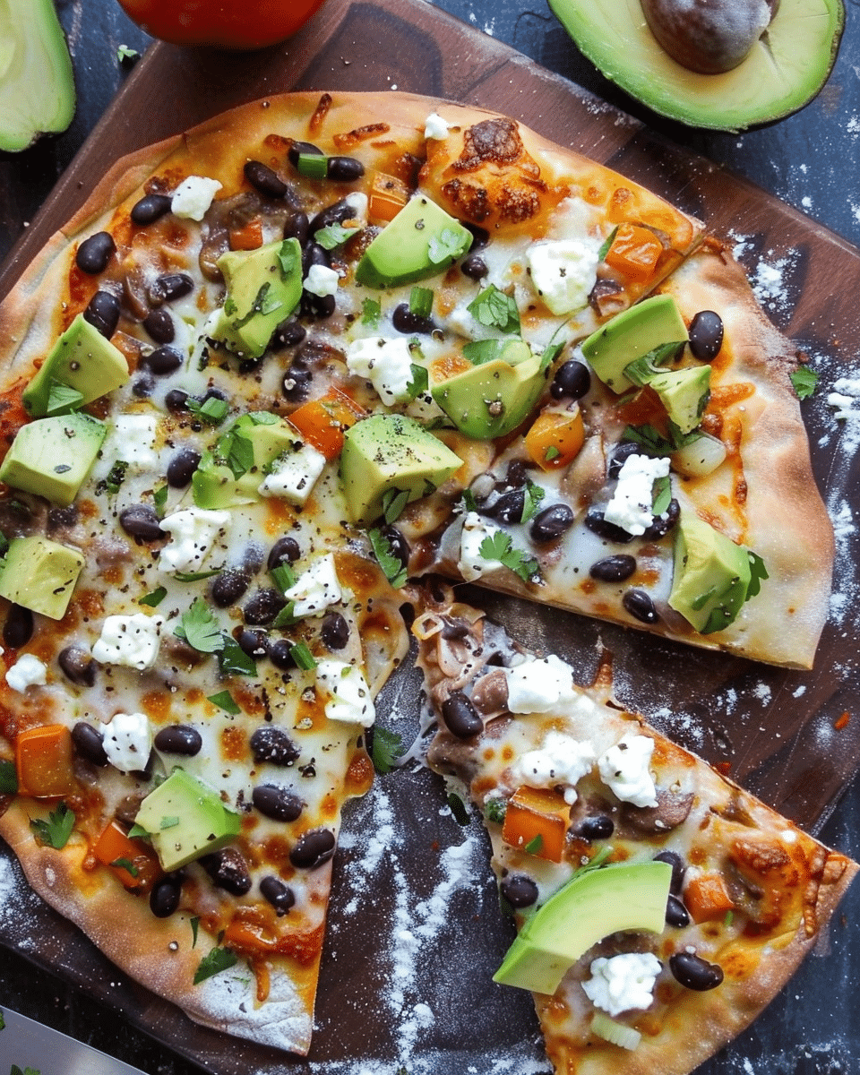 Chipotle Black Bean Pizza with Goat Cheese and Avocados