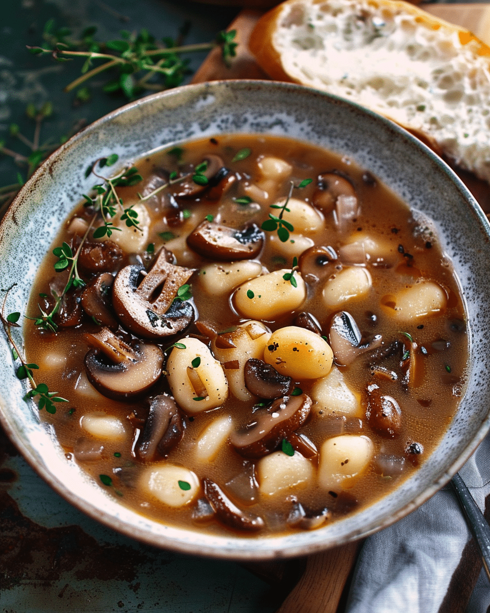 Mushroom Medley Soup with Mini Potato Gnocchi