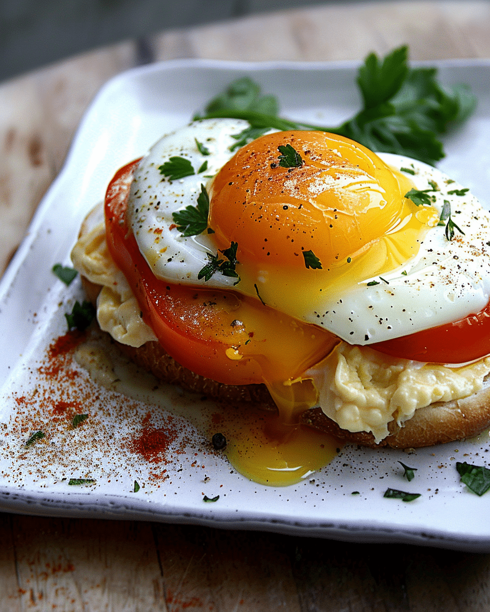Open-Faced Tomato + Fried Egg Sandwich with Hollandaise