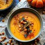 Roasted Hokkaido Pumpkin Bisque with Curry Toasted Chick Peas