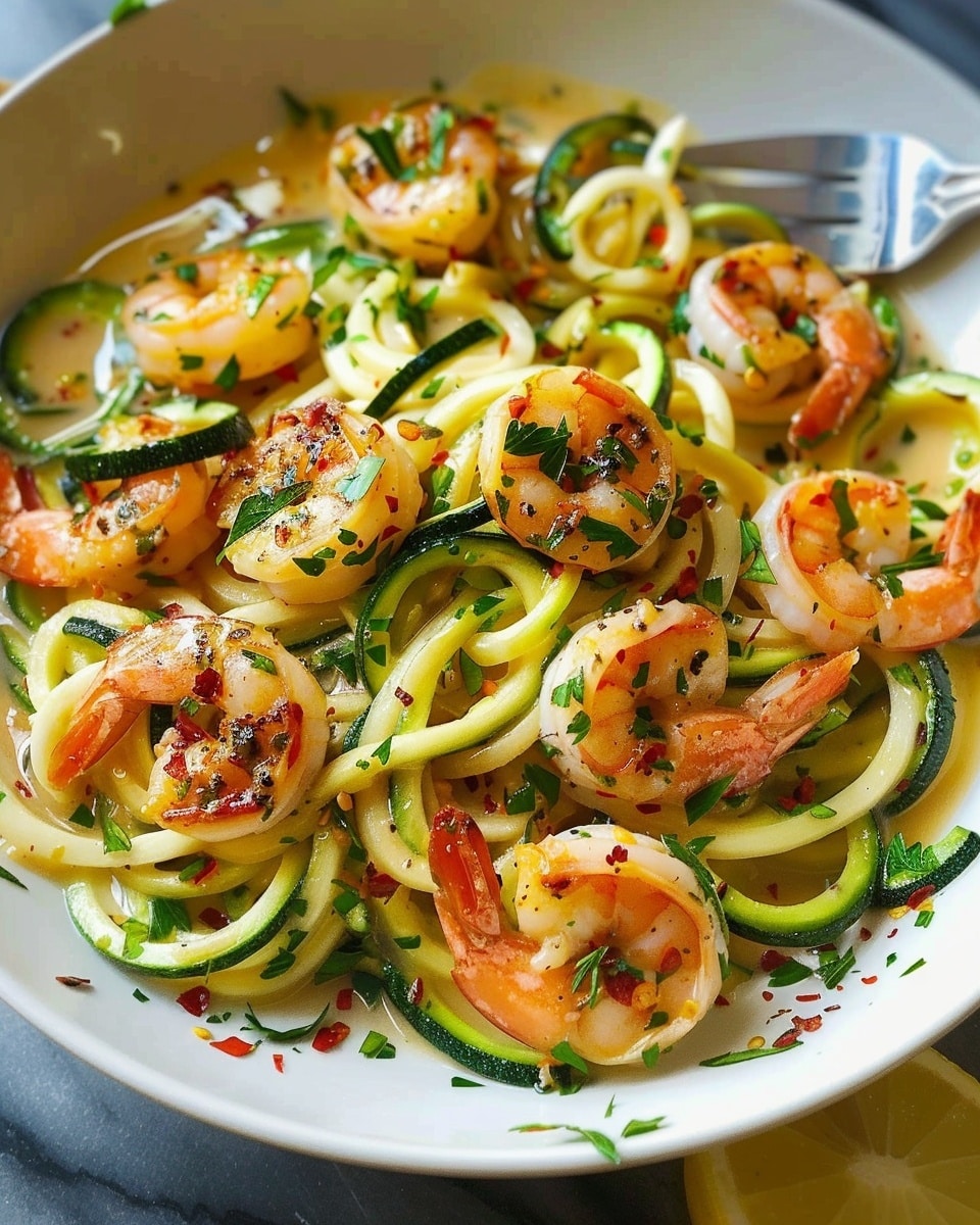 Shrimp Scampi Over Spiralized Zucchini