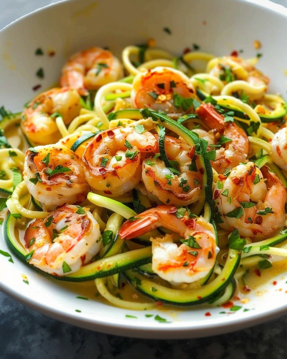 Shrimp Scampi Over Spiralized Zucchini