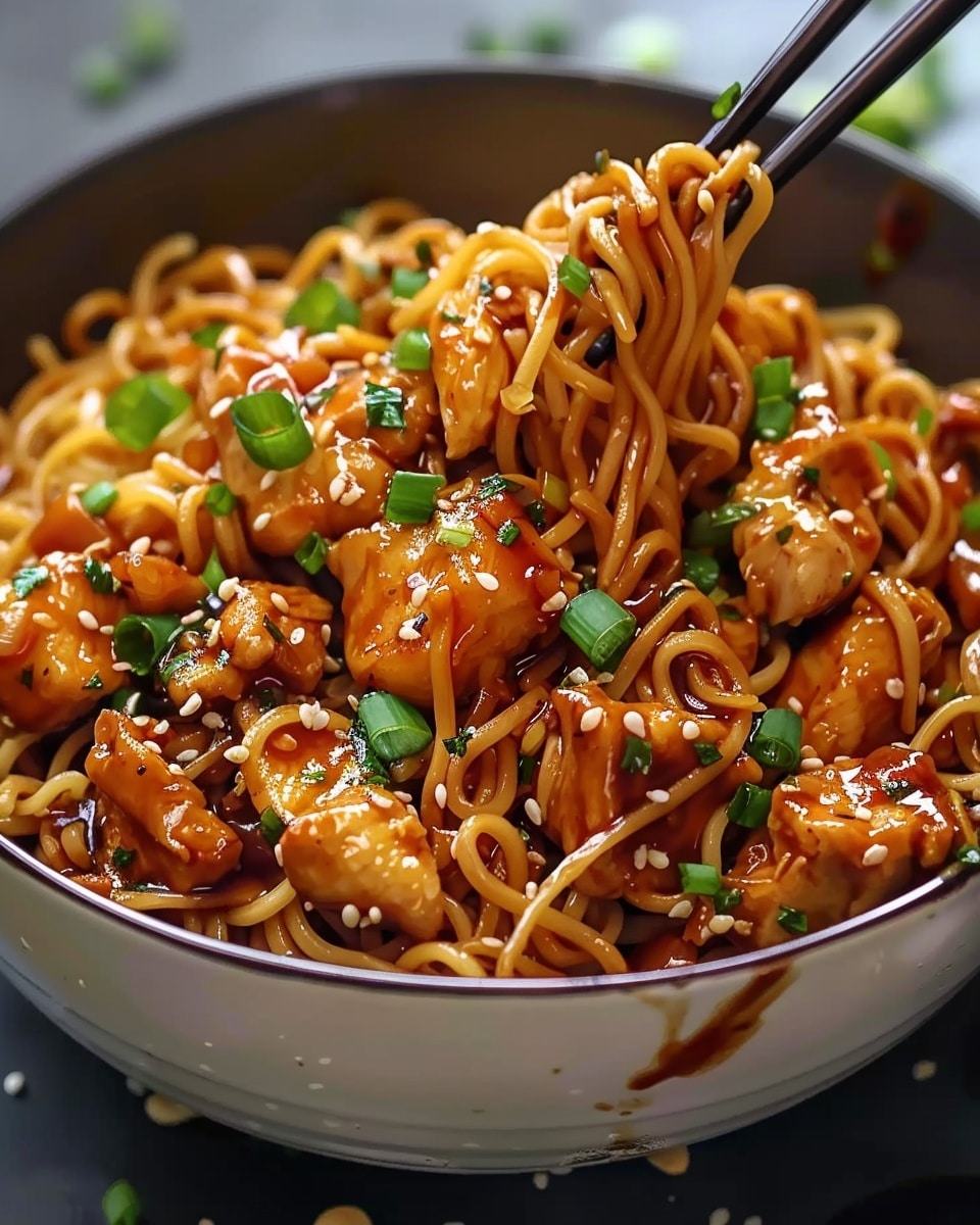 Sticky Garlic Chicken Noodles