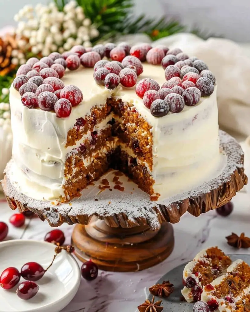Sugared Cranberry Carrot Cake