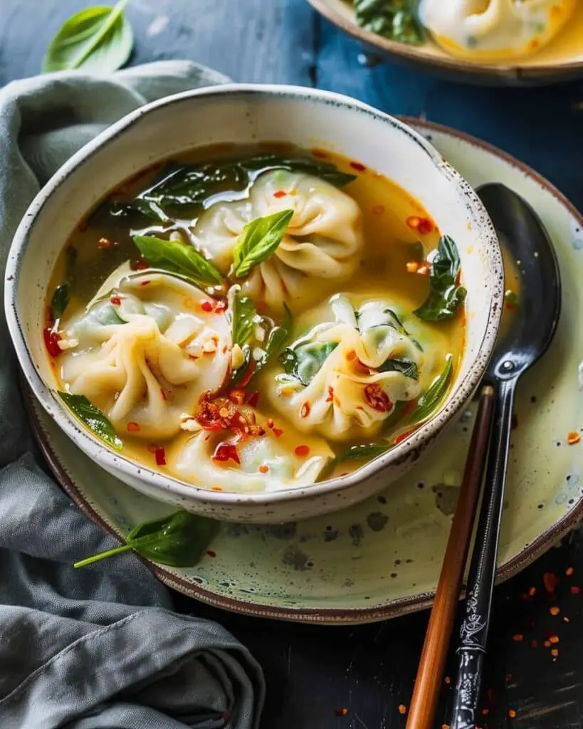 Thai Basil Chicken Wonton Soup