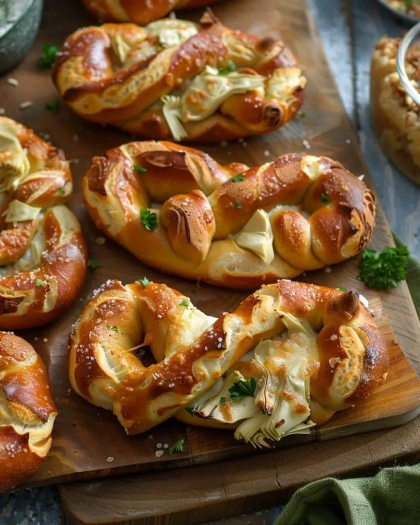 Artichoke Dip Stuffed Pretzels