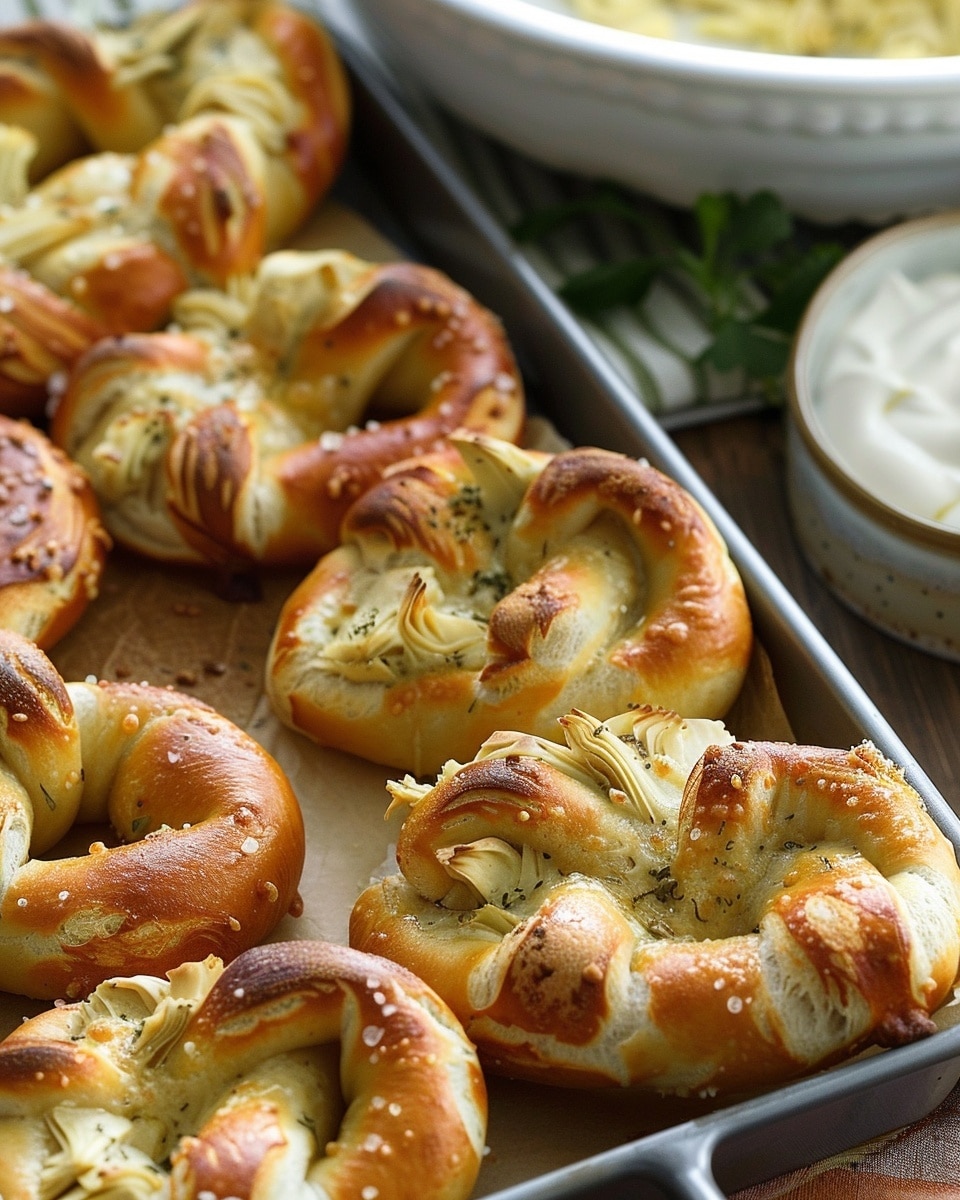 Artichoke Dip Stuffed Pretzels