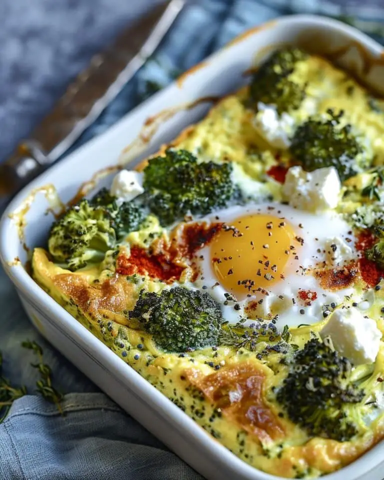Broccoli Breakfast Bake with Eggs & Feta