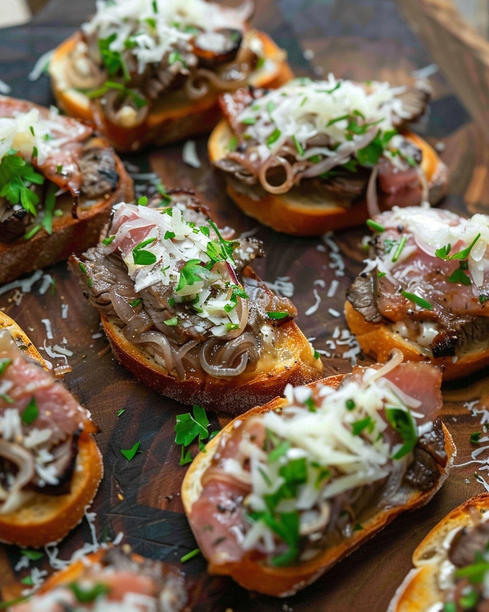 French Onion Steak Crostini