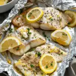 Grilled Cod in Foil with Lemon Butter Sauce