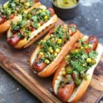 Grilled Hot Dogs with Chimichurri