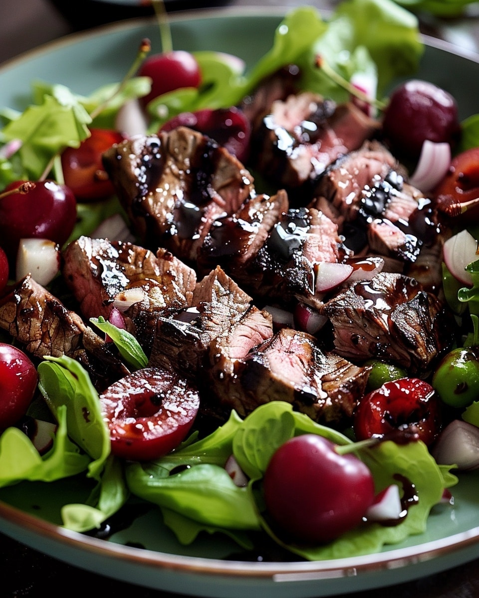 Grilled Steak Salad with Cherries & Balsamic Dressing