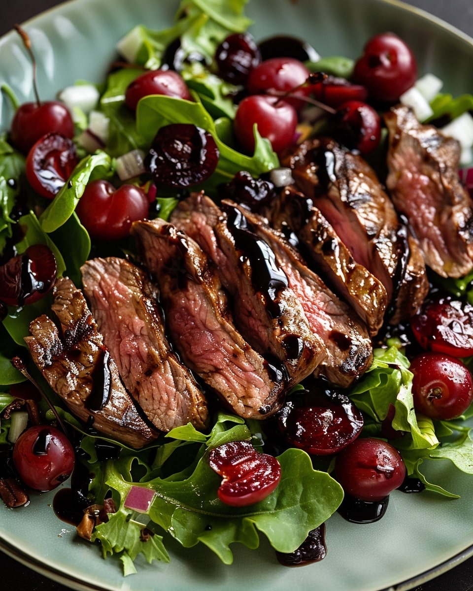 Grilled Steak Salad with Cherries & Balsamic Dressing