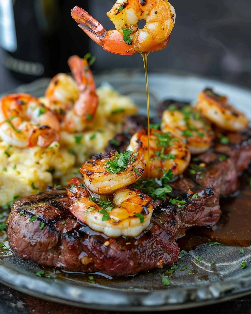Hot Honey Steak and Shrimp