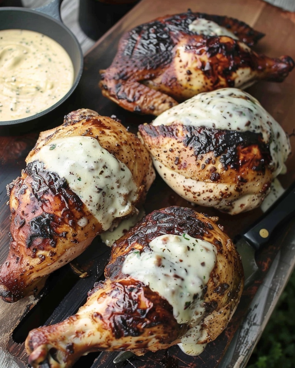 Smoked Chicken with Alabama White Sauce