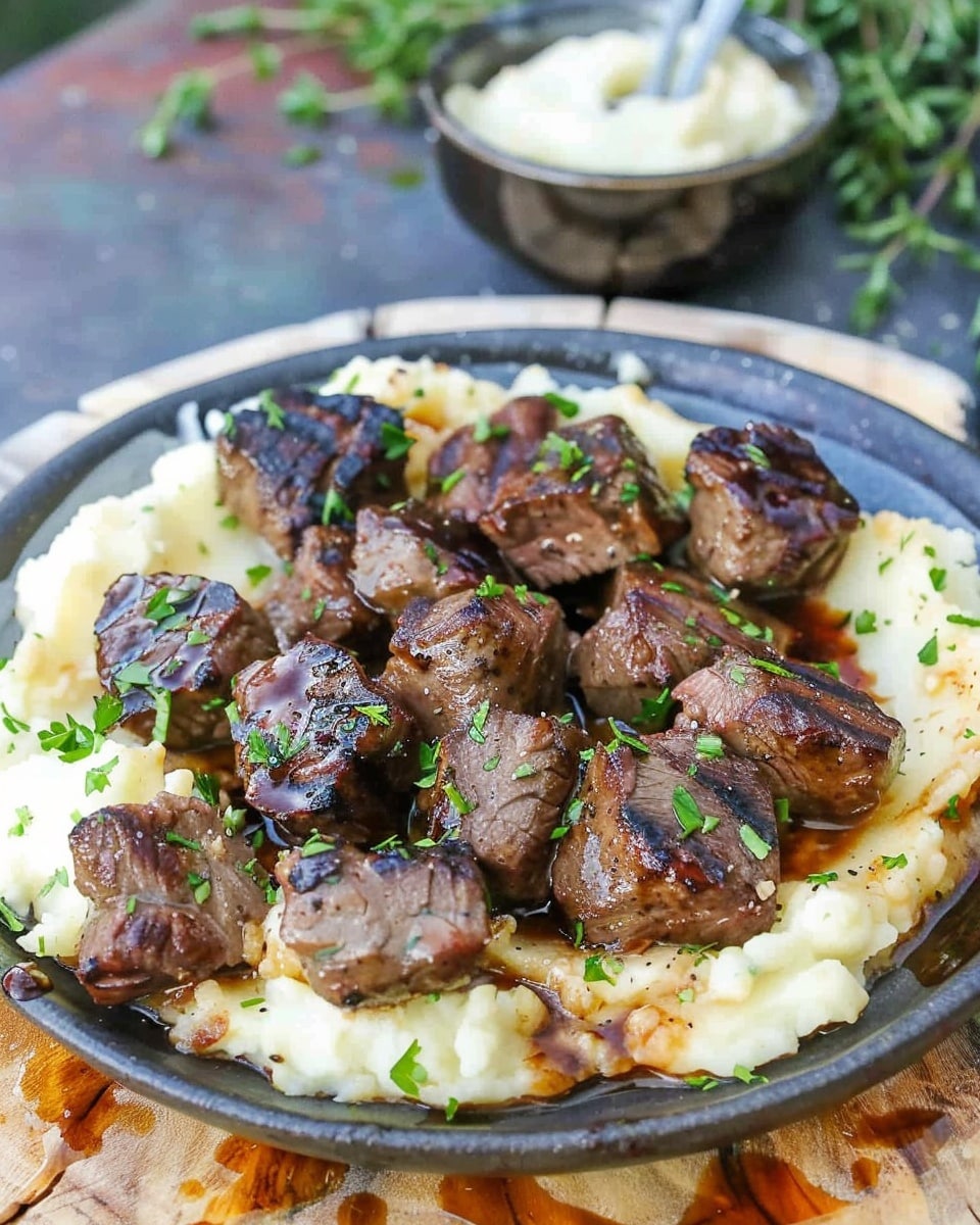 Steak Bites with Mashed Potatoes