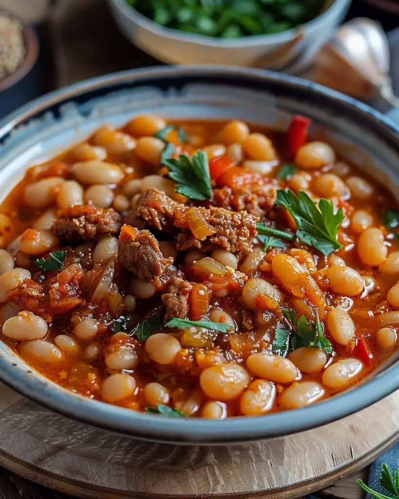 Turkish white bean stew with meat (Kuru fasulye)