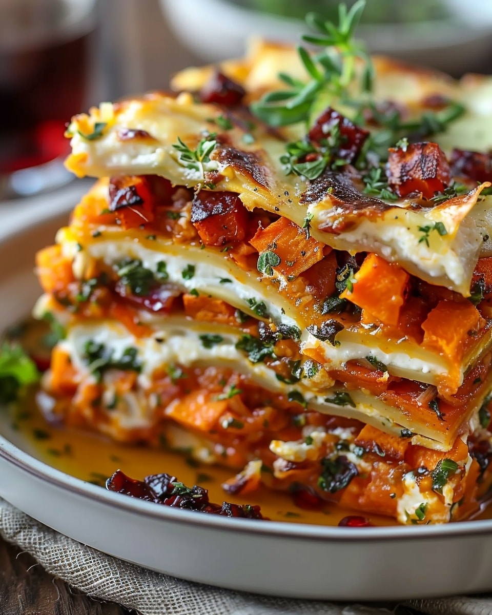 Layered Sweet Potato Butternut Squash Carrot Lasagna