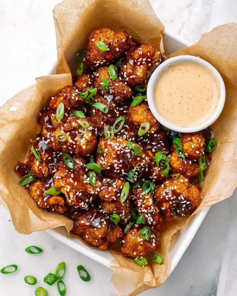 Sticky Honey Garlic Cauliflower Wings