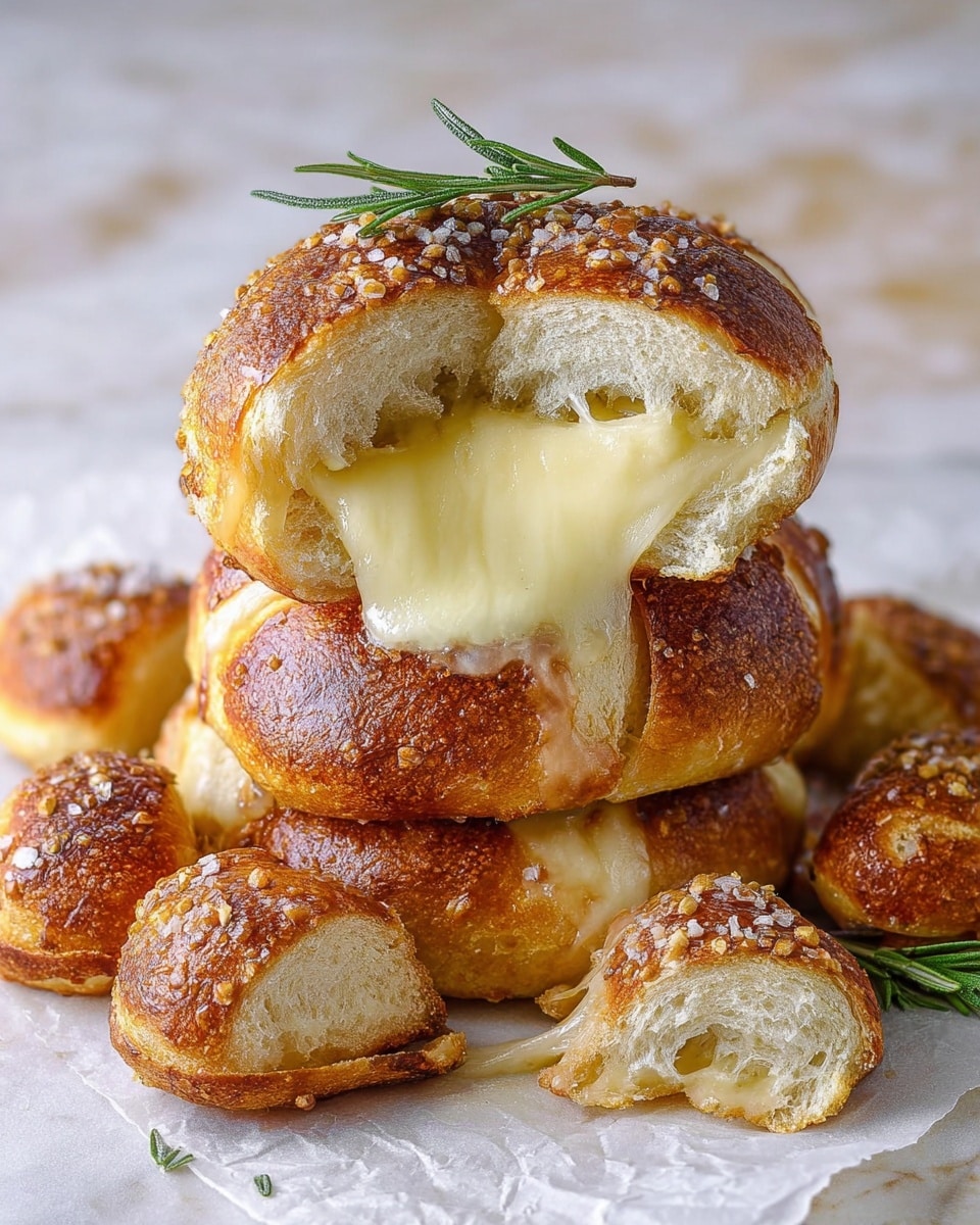 Mozzarella Stuffed Rosemary Parmesan Soft Pretzels
