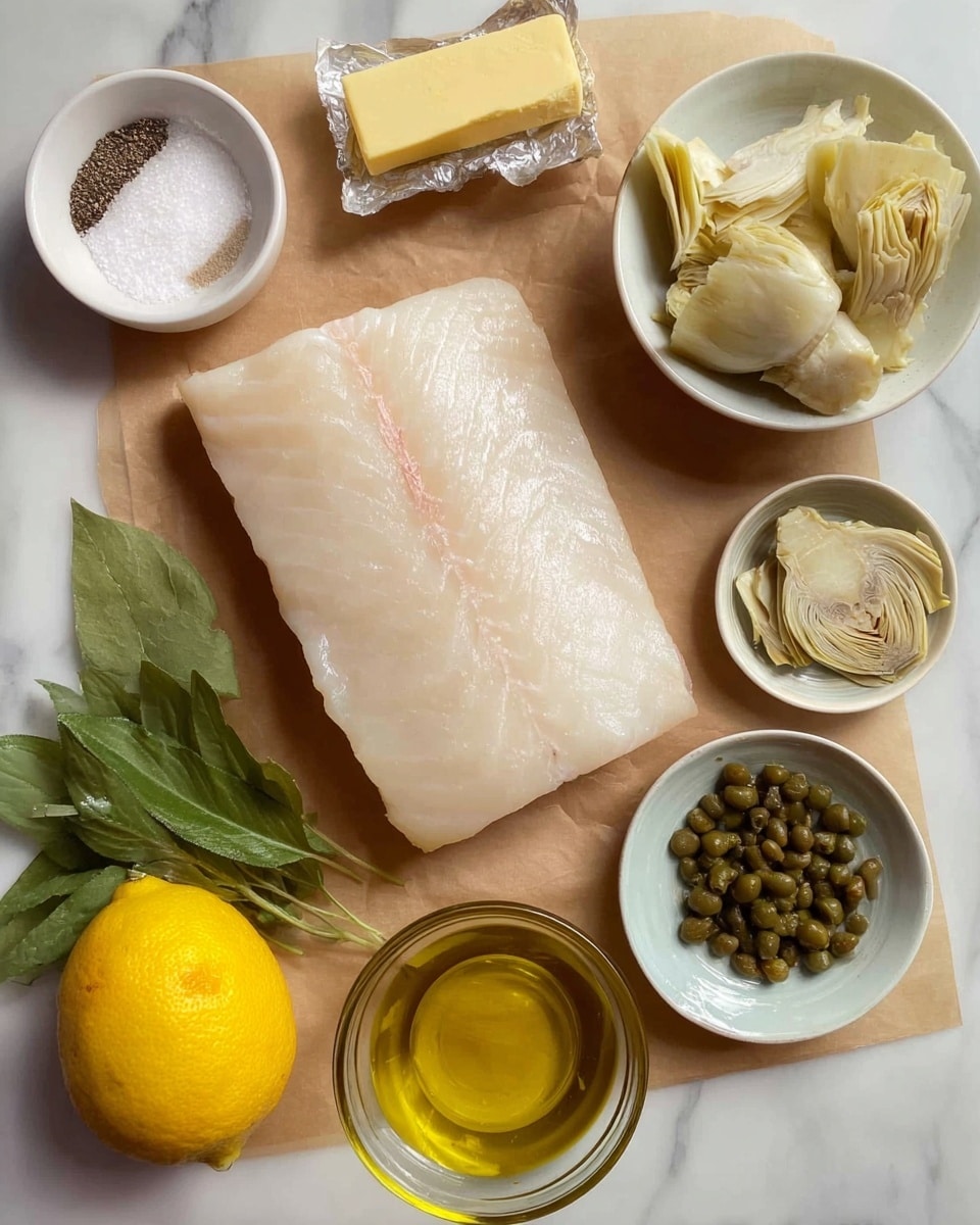 Roasted Halibut With Artichokes And Lemon
