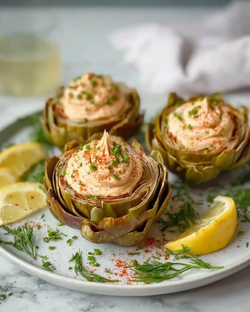 Salmon Patê Stuffed Artichokes