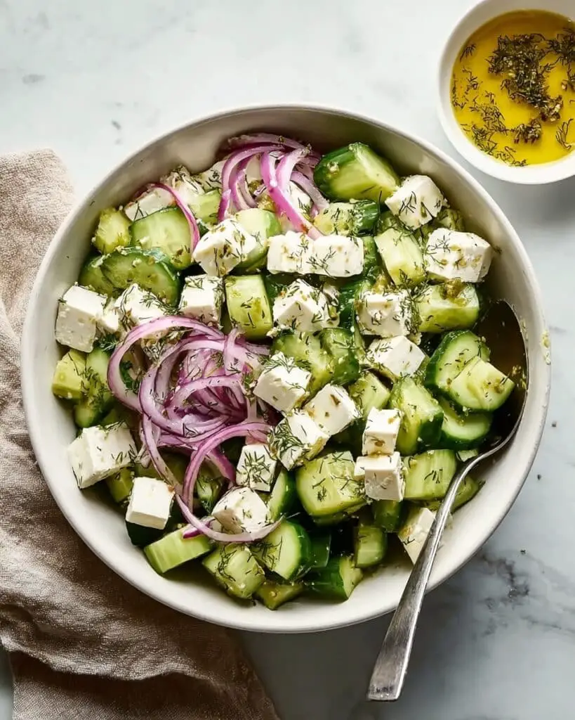 Cucumber Feta Salad with Lemon Greek Vinaigrette