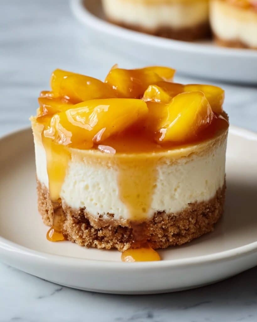 Mini Peach Cobbler Cheesecakes