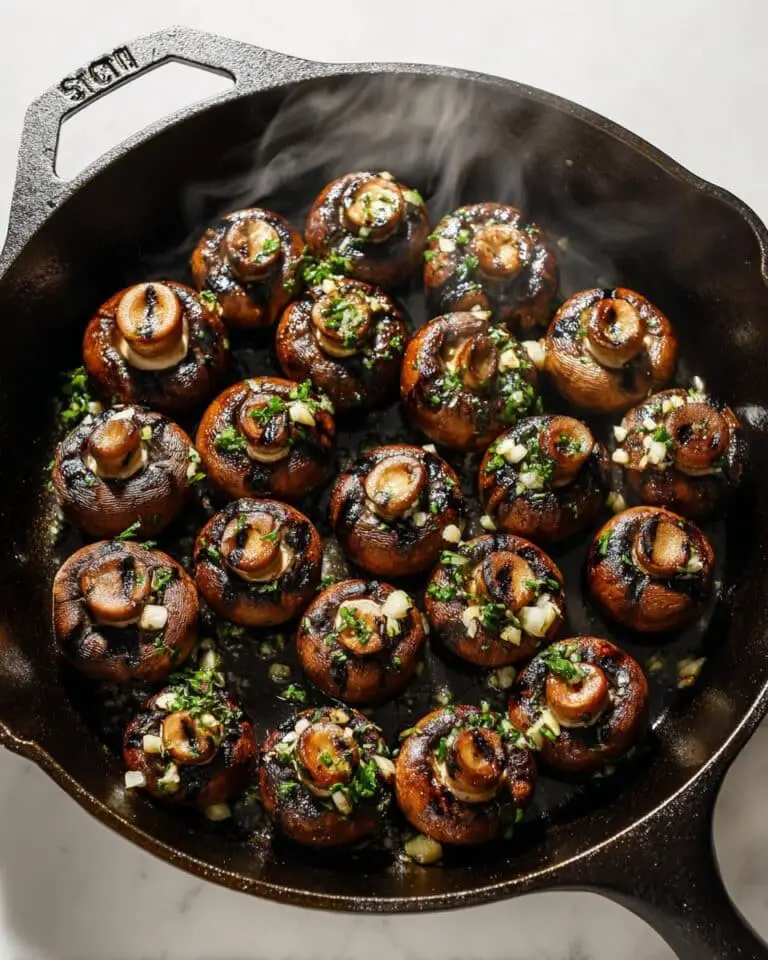 Steakhouse Style Garlic Butter Marinated Grilled Mushrooms