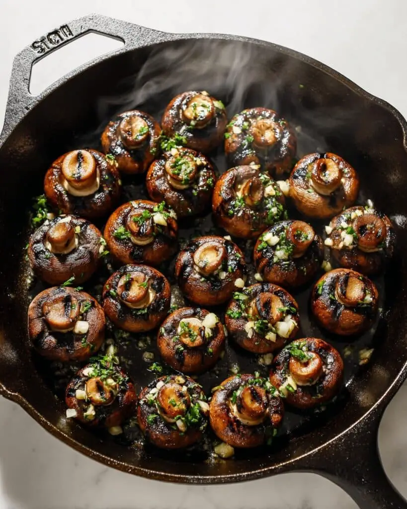 Steakhouse Style Garlic Butter Marinated Grilled Mushrooms